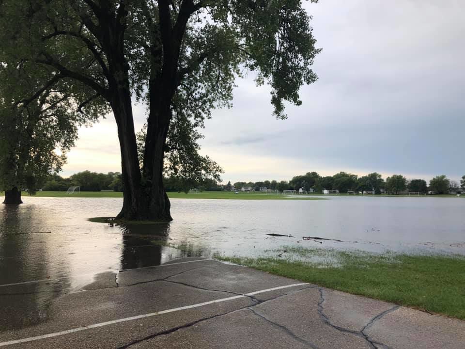 Flooding at the soccer SCORe Complex, 9509 Dunkelow Road
